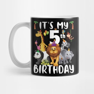 Its My 5th Birthday Safari Jungle Zoo Lovers Birthday Party Mug